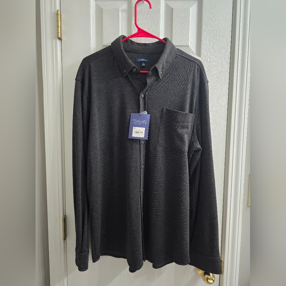 Mens Croft & Barrow Gray Striped Button Down Shirt